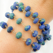 Azurite Malachite Gold Plated Wire Chain.